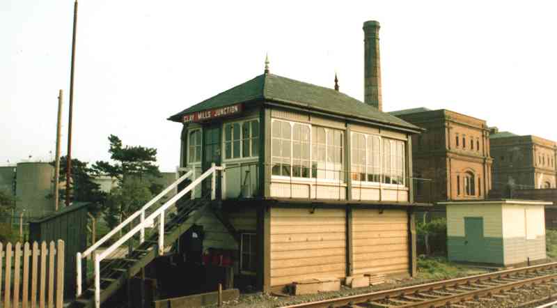 Clay Mills Junction signal box viewed from the level crossing.