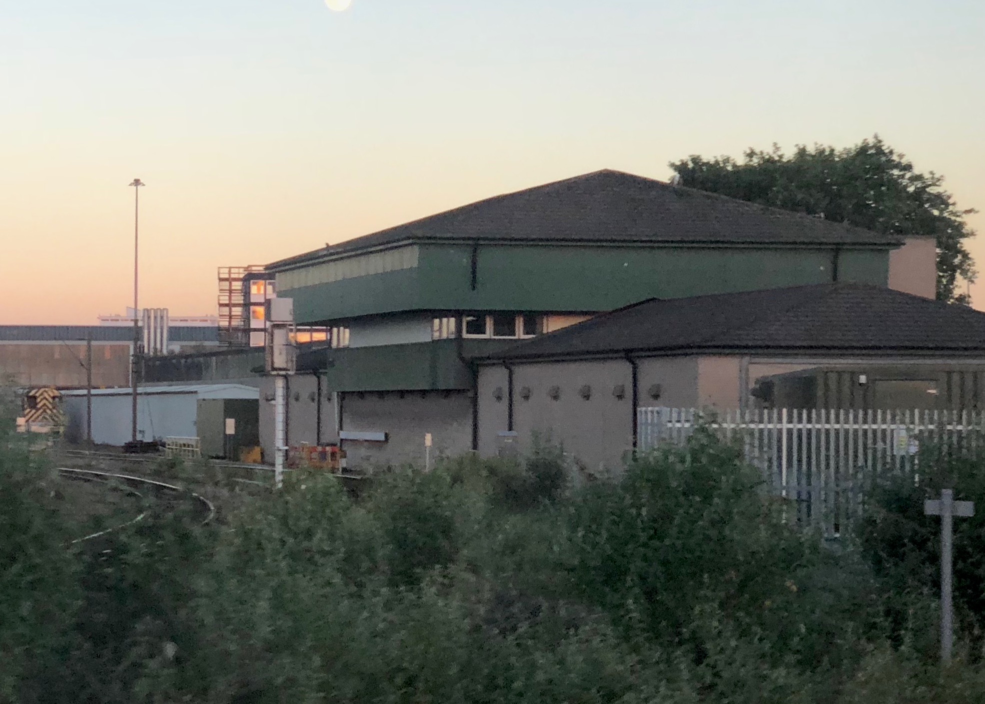 Derby Power Signal Box snapped from a passing train on 26th June 2018